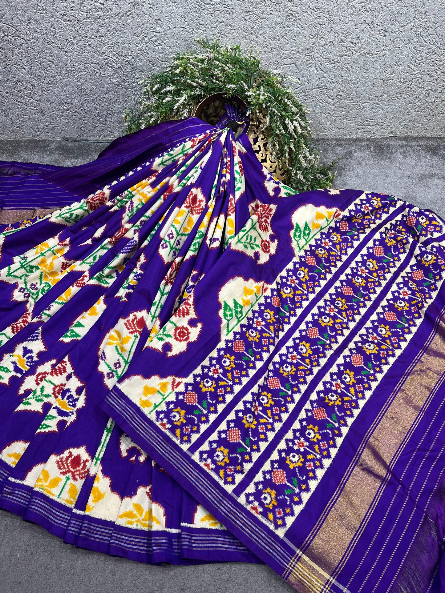 PURPLE SILK PURE HANDLOOM IKKAT SAREE