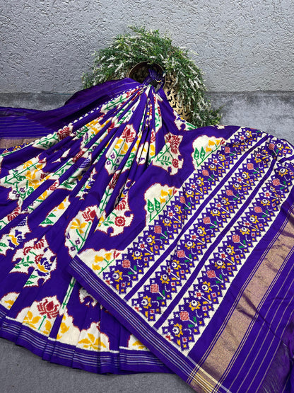 PURPLE SILK PURE HANDLOOM IKKAT SAREE
