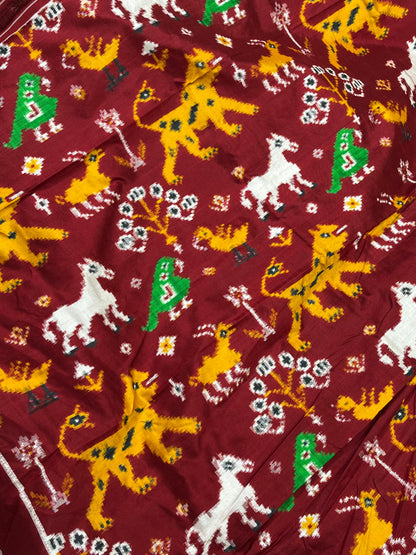 MULTICOLOUR SILK PURE HANDLOOM IKKAT SAREE