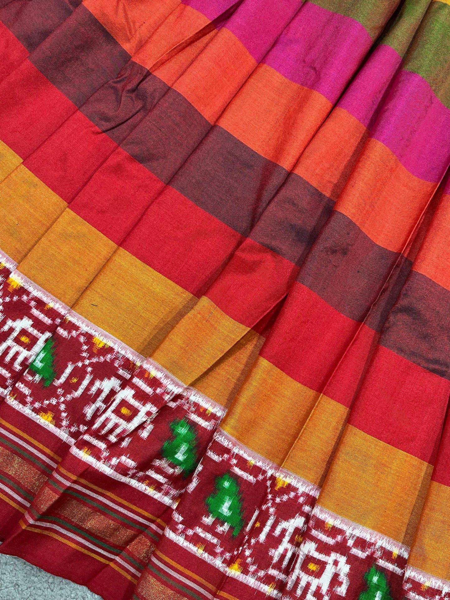 MULTICOLOUR SILK PURE HANDLOOM IKKAT SAREE