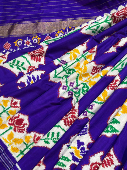 PURPLE SILK PURE HANDLOOM IKKAT SAREE