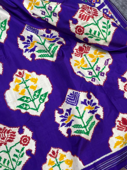 PURPLE SILK PURE HANDLOOM IKKAT SAREE