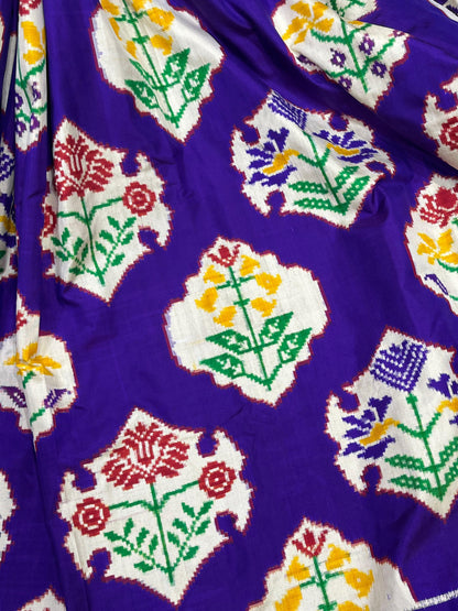 PURPLE SILK PURE HANDLOOM IKKAT SAREE