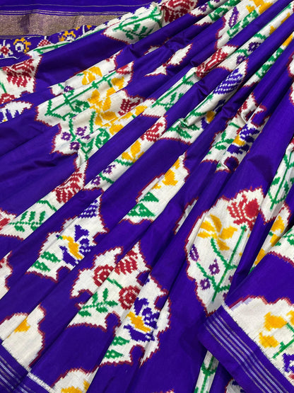 PURPLE SILK PURE HANDLOOM IKKAT SAREE