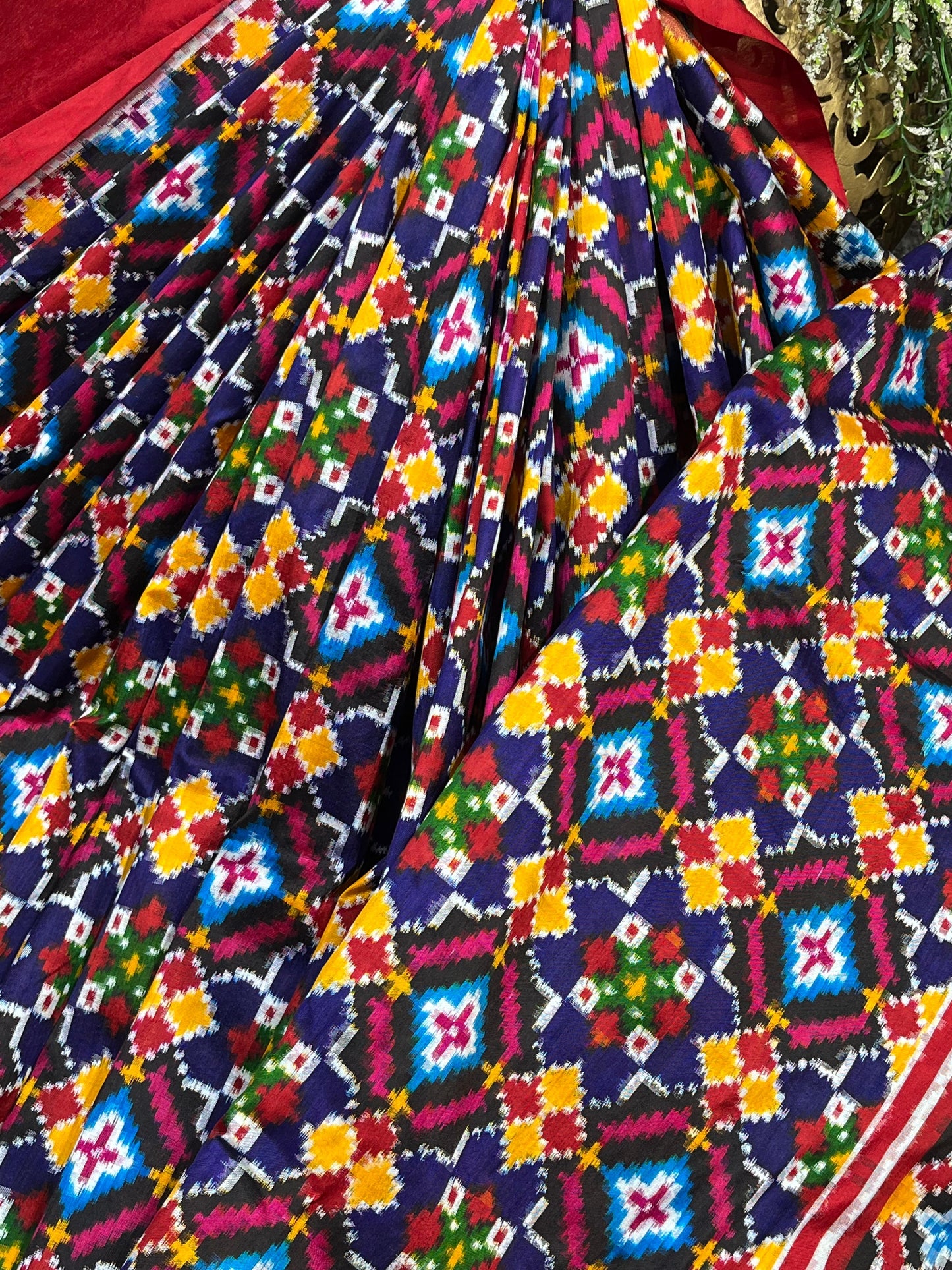 NAVY BLUE SILK PURE HANDLOOM IKKAT SAREE