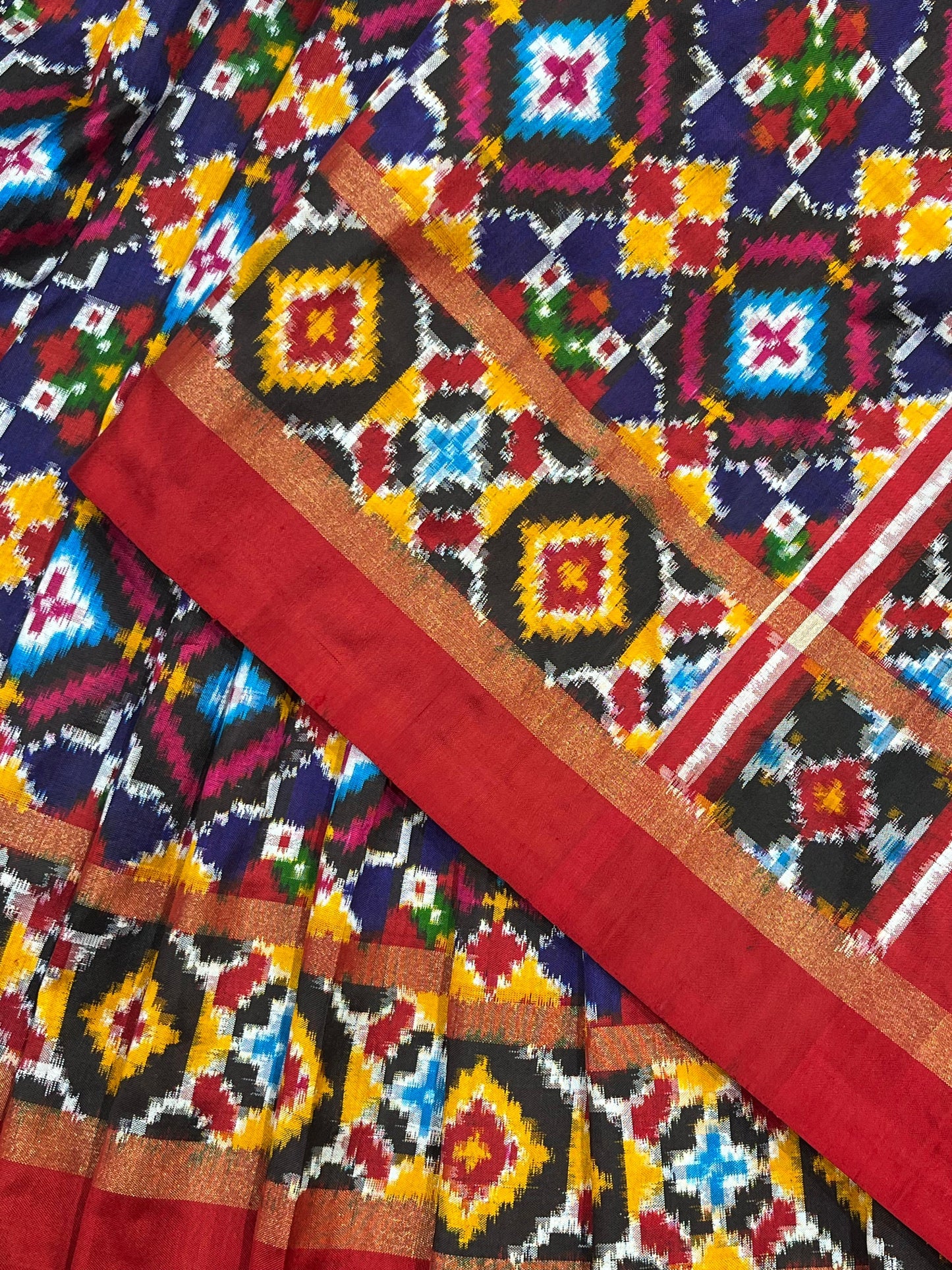 NAVY BLUE SILK PURE HANDLOOM IKKAT SAREE