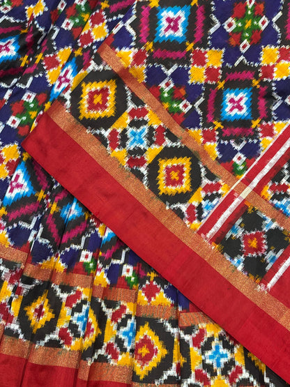 NAVY BLUE SILK PURE HANDLOOM IKKAT SAREE