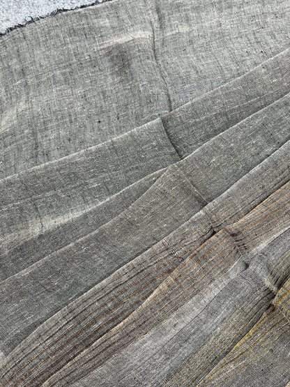 GREY PURE HANDLOOM LINEN TISSUE STRIPES SAREE