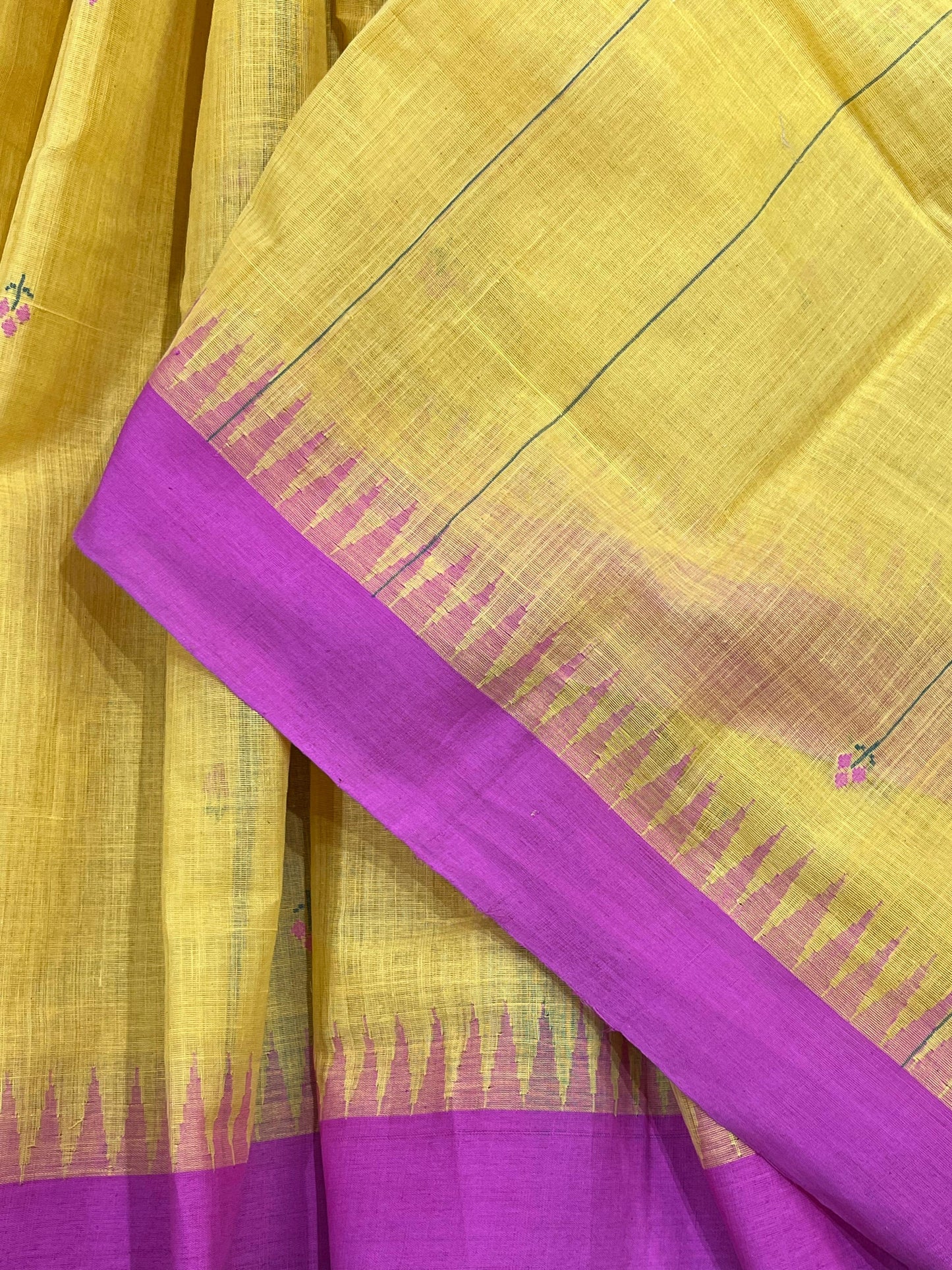 MUSTARD YELLOW PURE HANDLOOM PONDRU KHADI SAREE