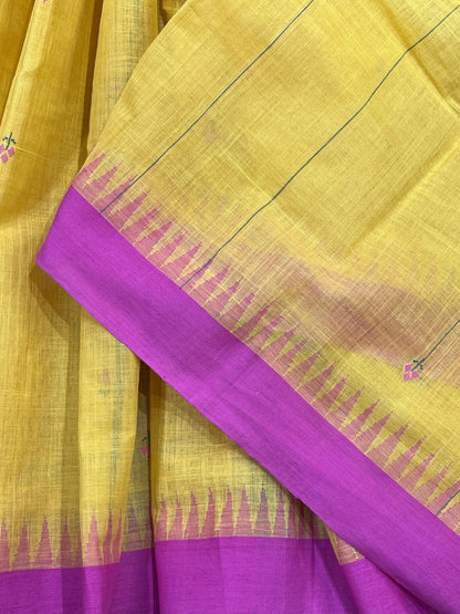 MUSTARD YELLOW PURE HANDLOOM PONDRU KHADI SAREE