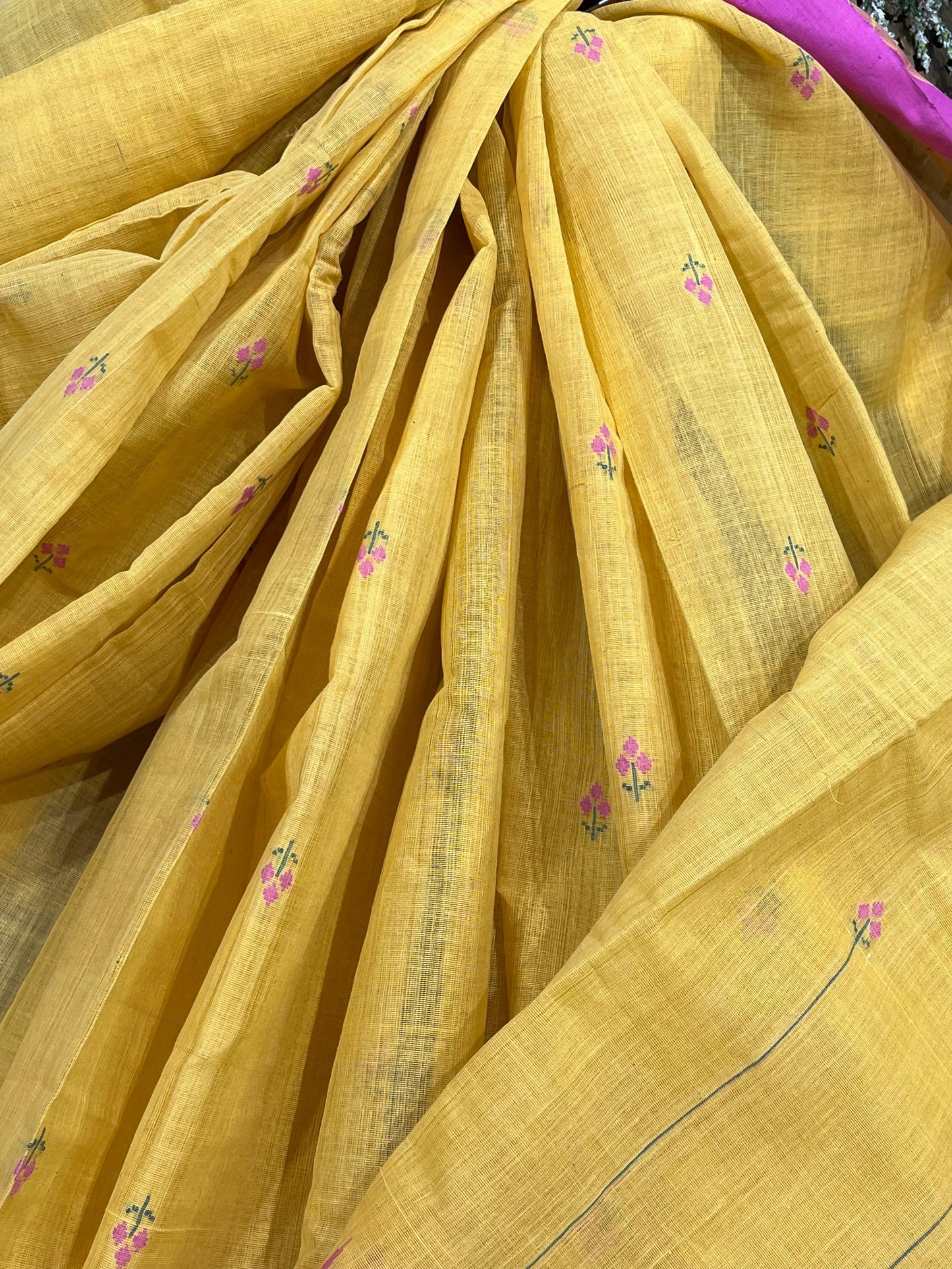 MUSTARD YELLOW PURE HANDLOOM PONDRU KHADI SAREE