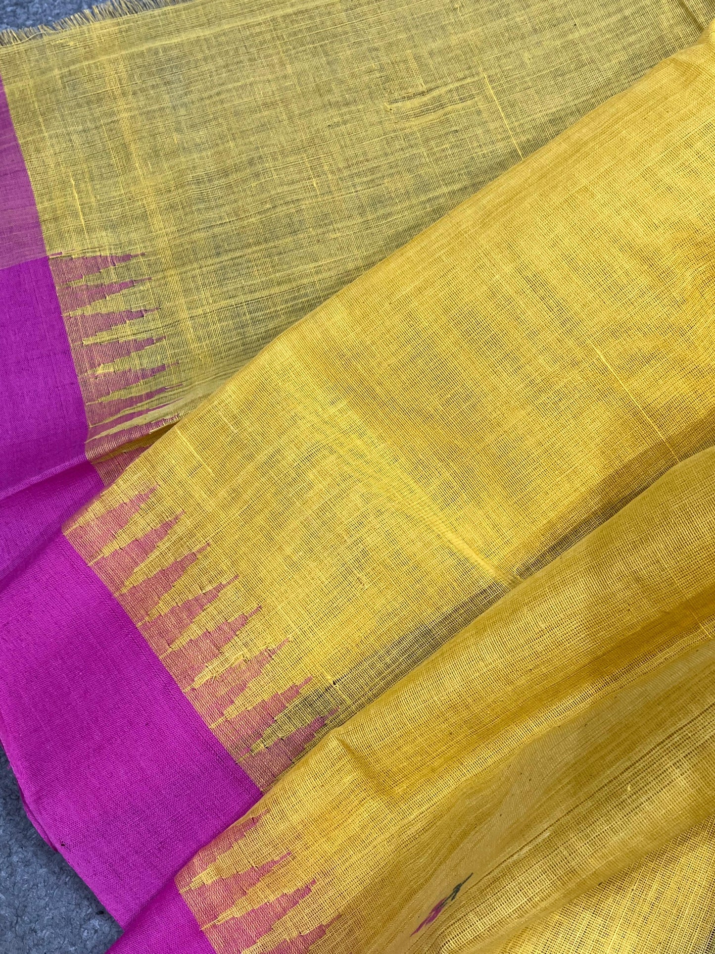 MUSTARD YELLOW PURE HANDLOOM PONDRU KHADI SAREE