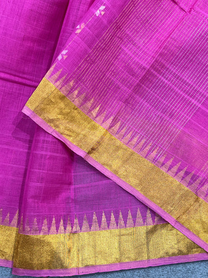 RANI PINK PURE HANDLOOM PONDRU KHADI SAREE