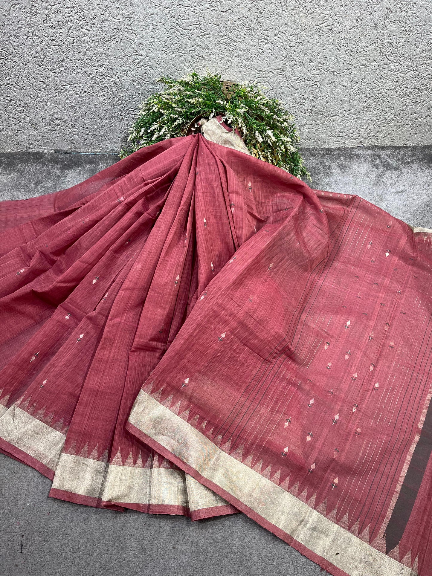 WINE MAROON PURE HANDLOOM PONDRU KHADI SAREE