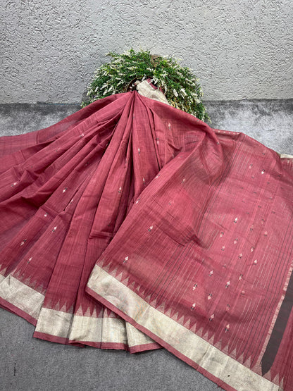 WINE MAROON PURE HANDLOOM PONDRU KHADI SAREE
