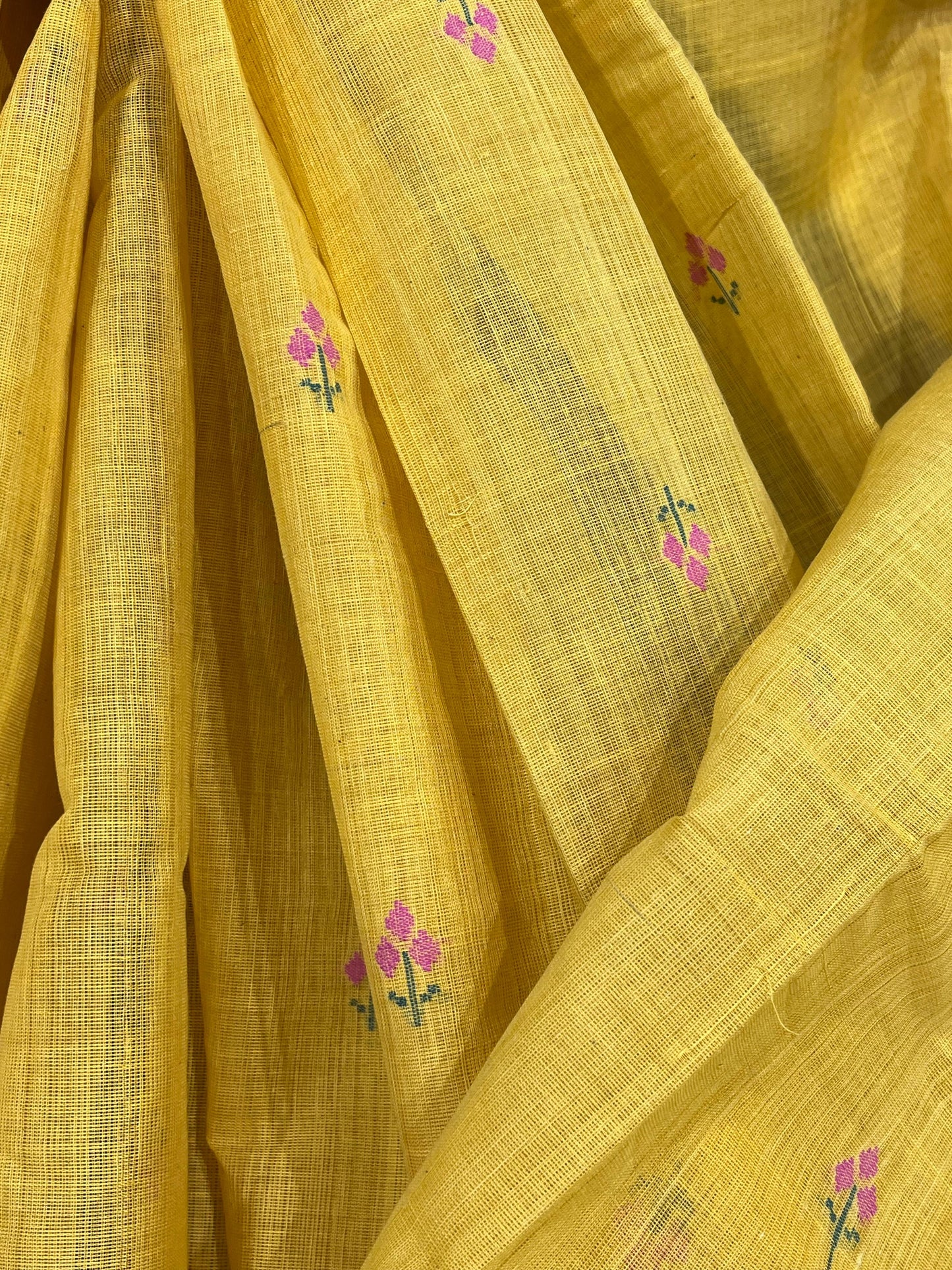 MUSTARD YELLOW PURE HANDLOOM PONDRU KHADI SAREE