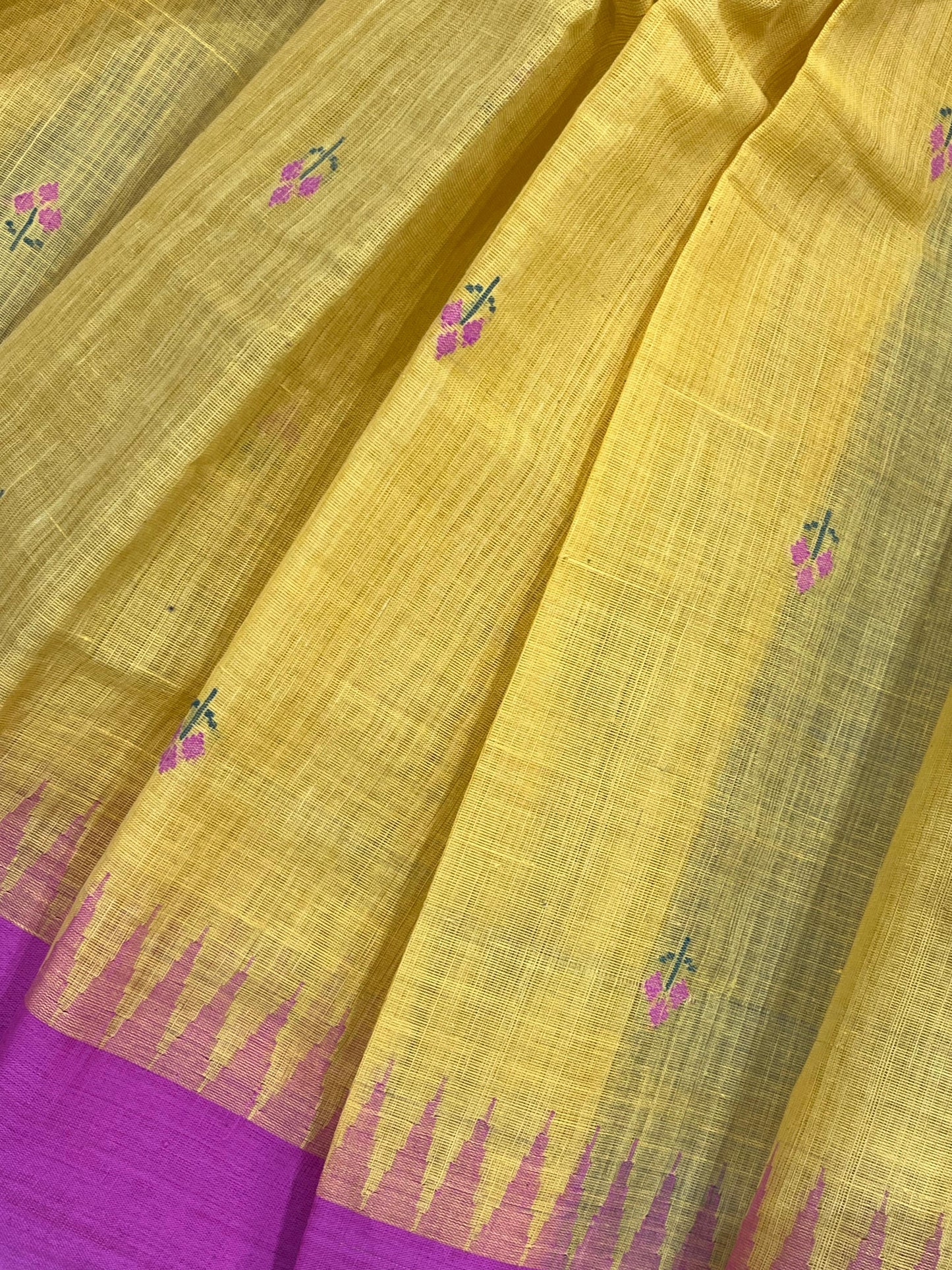 MUSTARD YELLOW PURE HANDLOOM PONDRU KHADI SAREE