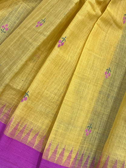 MUSTARD YELLOW PURE HANDLOOM PONDRU KHADI SAREE