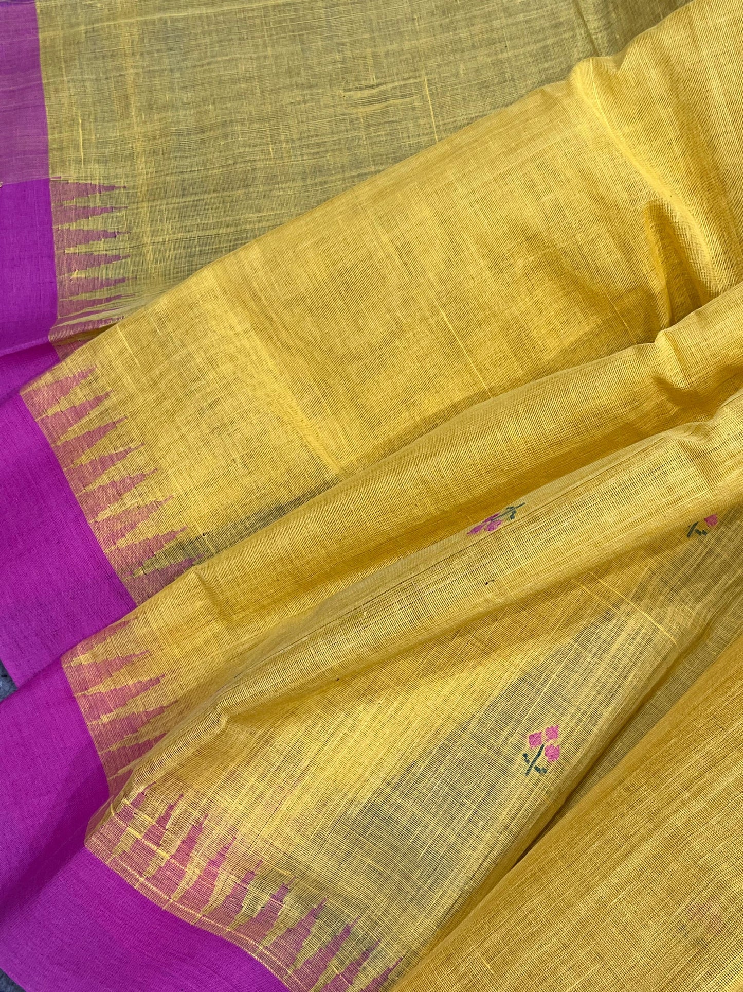 MUSTARD YELLOW PURE HANDLOOM PONDRU KHADI SAREE