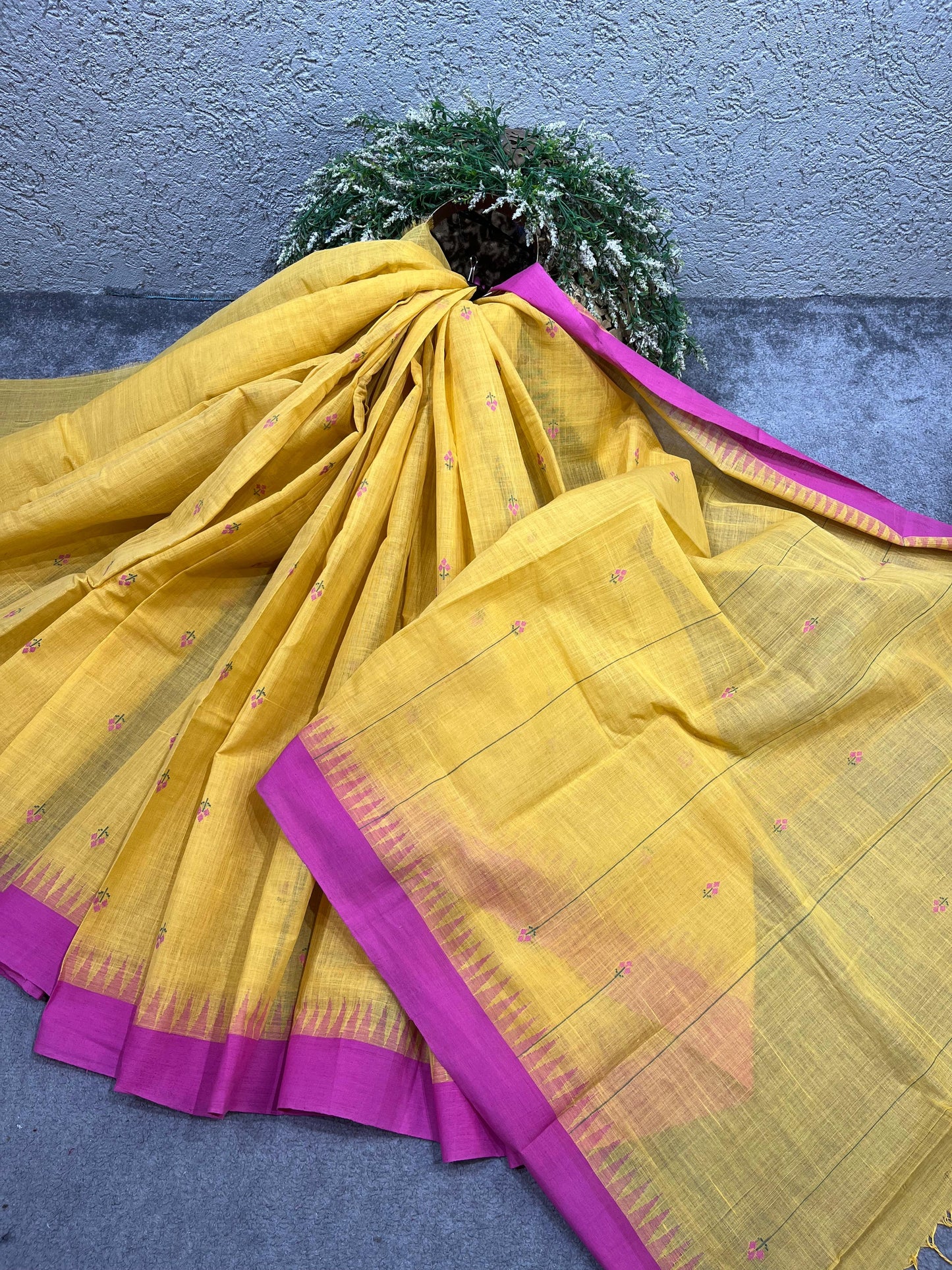 MUSTARD YELLOW PURE HANDLOOM PONDRU KHADI SAREE