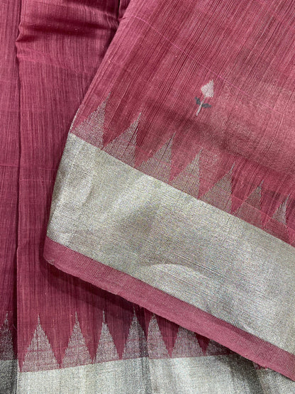 WINE MAROON PURE HANDLOOM PONDRU KHADI SAREE