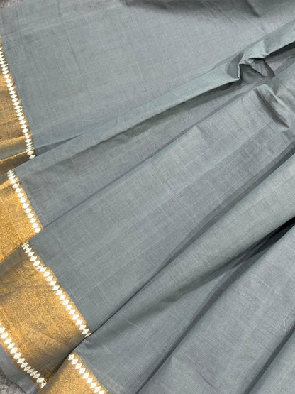 GREY PURE HANDLOOM PONDRU KHADI SAREE