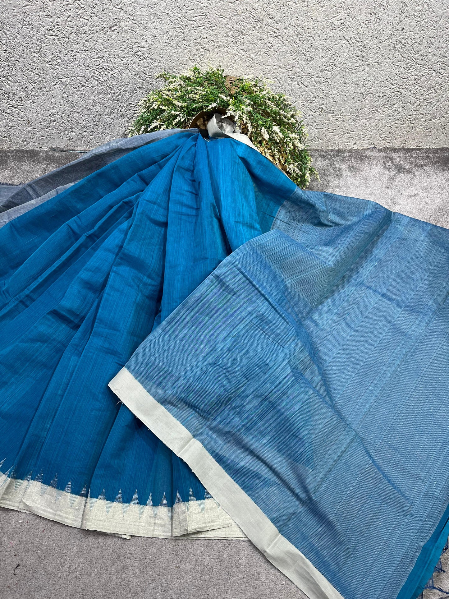 BLUE PURE HANDLOOM PONDRU KHADI SAREE