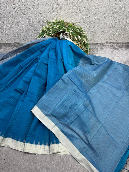 BLUE PURE HANDLOOM PONDRU KHADI SAREE