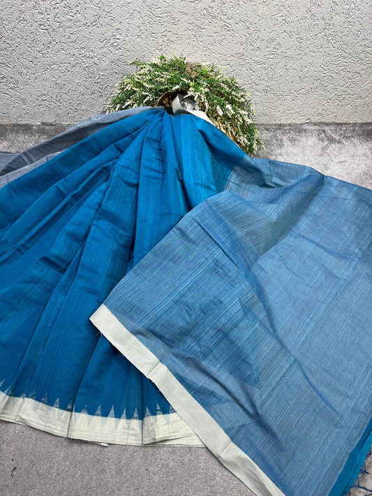 BLUE PURE HANDLOOM PONDRU KHADI SAREE