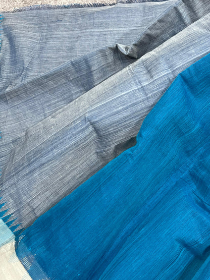 BLUE PURE HANDLOOM PONDRU KHADI SAREE