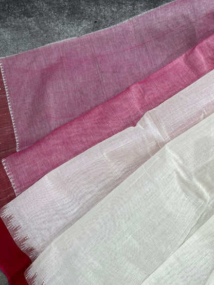 WHITE PURE HANDLOOM PONDRU KHADI SAREE