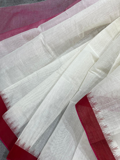 WHITE PURE HANDLOOM PONDRU KHADI SAREE