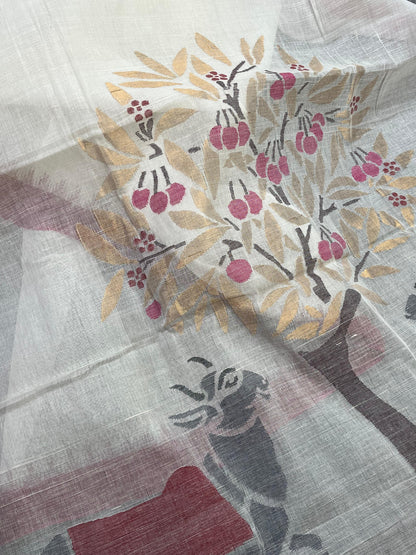 WHITE PURE HANDLOOM PONDRU KHADI SAREE