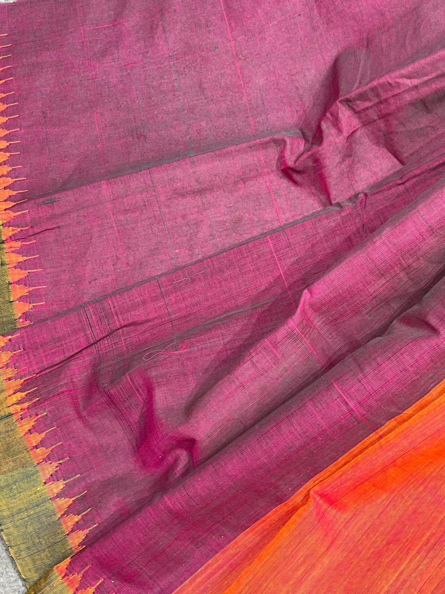 BURNT ORANGE PURE HANDLOOM PONDRU KHADI SAREE