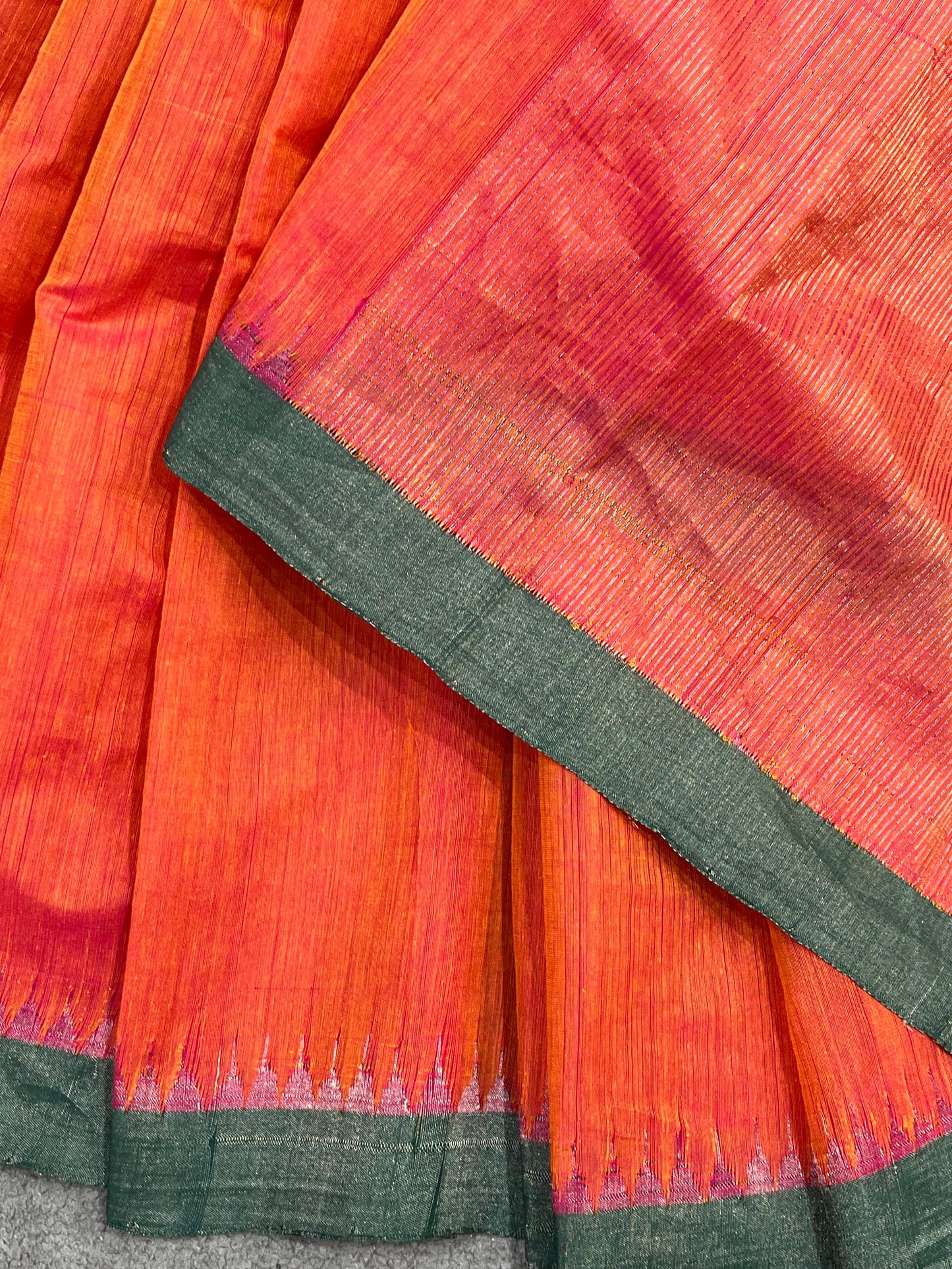 BURNT ORANGE PURE HANDLOOM PONDRU KHADI SAREE