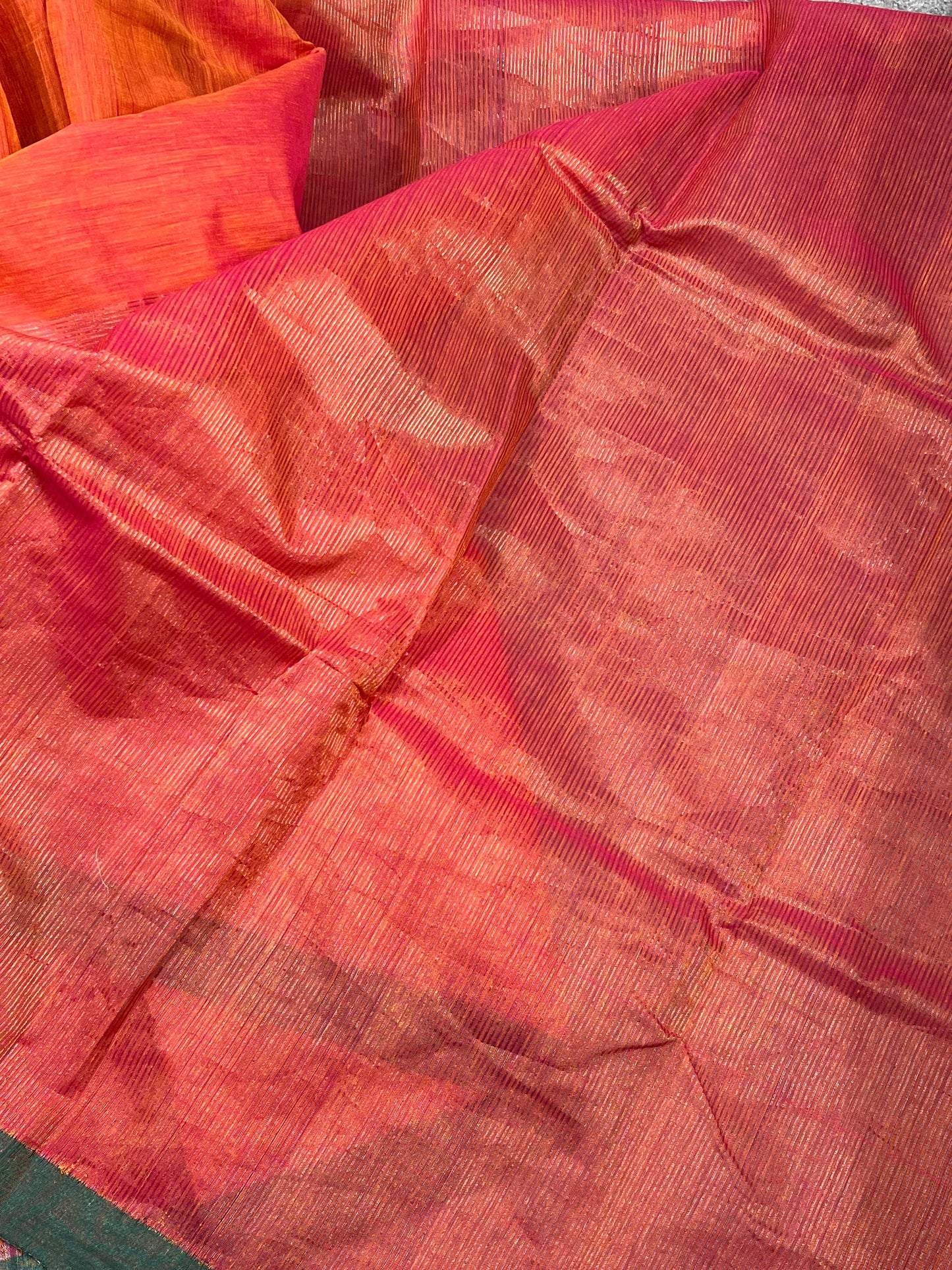BURNT ORANGE PURE HANDLOOM PONDRU KHADI SAREE