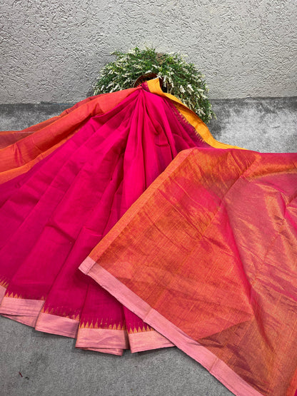 PINK PURE HANDLOOM PONDRU KHADI SAREE
