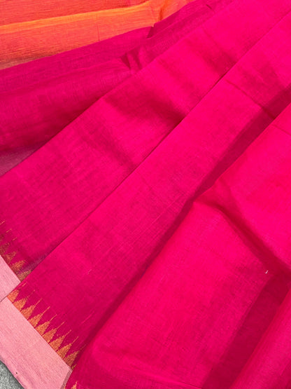 PINK PURE HANDLOOM PONDRU KHADI SAREE