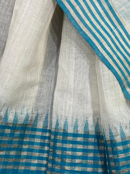 WHITE PURE HANDLOOM PONDRU KHADI SAREE