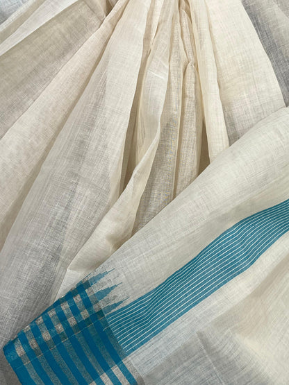 WHITE PURE HANDLOOM PONDRU KHADI SAREE