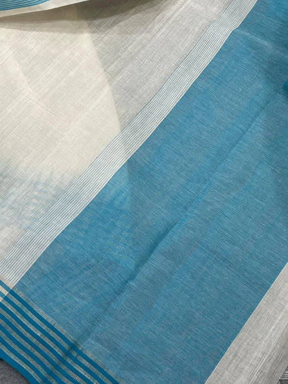 WHITE PURE HANDLOOM PONDRU KHADI SAREE