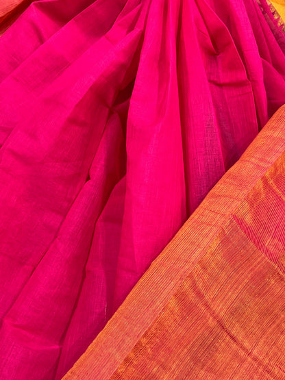 PINK PURE HANDLOOM PONDRU KHADI SAREE