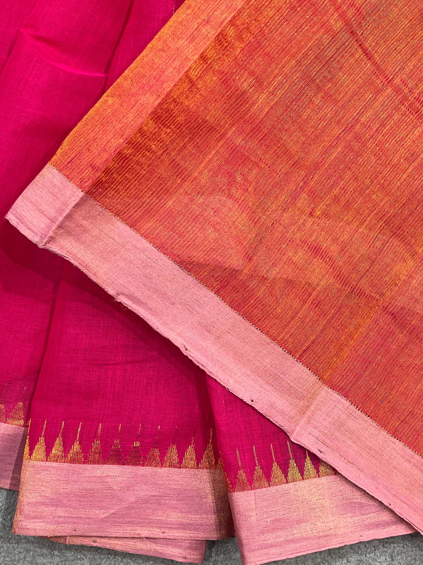PINK PURE HANDLOOM PONDRU KHADI SAREE