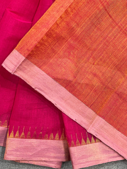 PINK PURE HANDLOOM PONDRU KHADI SAREE