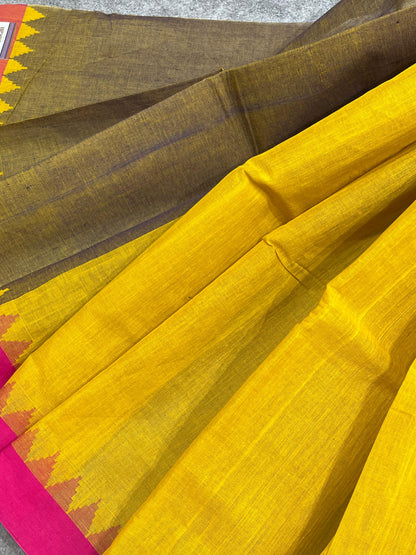 MUSTARD YELLOW PURE HANDLOOM PONDRU KHADI SAREE