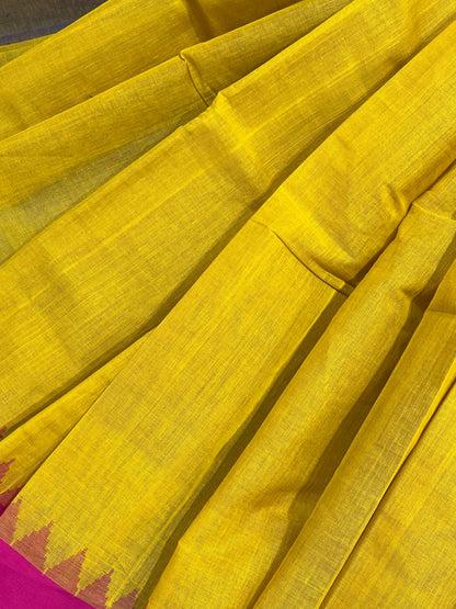 MUSTARD YELLOW PURE HANDLOOM PONDRU KHADI SAREE