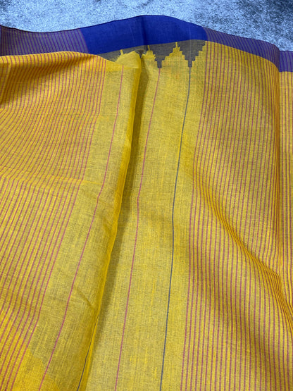MUSTARD YELLOW PURE HANDLOOM PONDRU KHADI SAREE