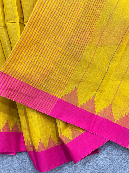 MUSTARD YELLOW PURE HANDLOOM PONDRU KHADI SAREE