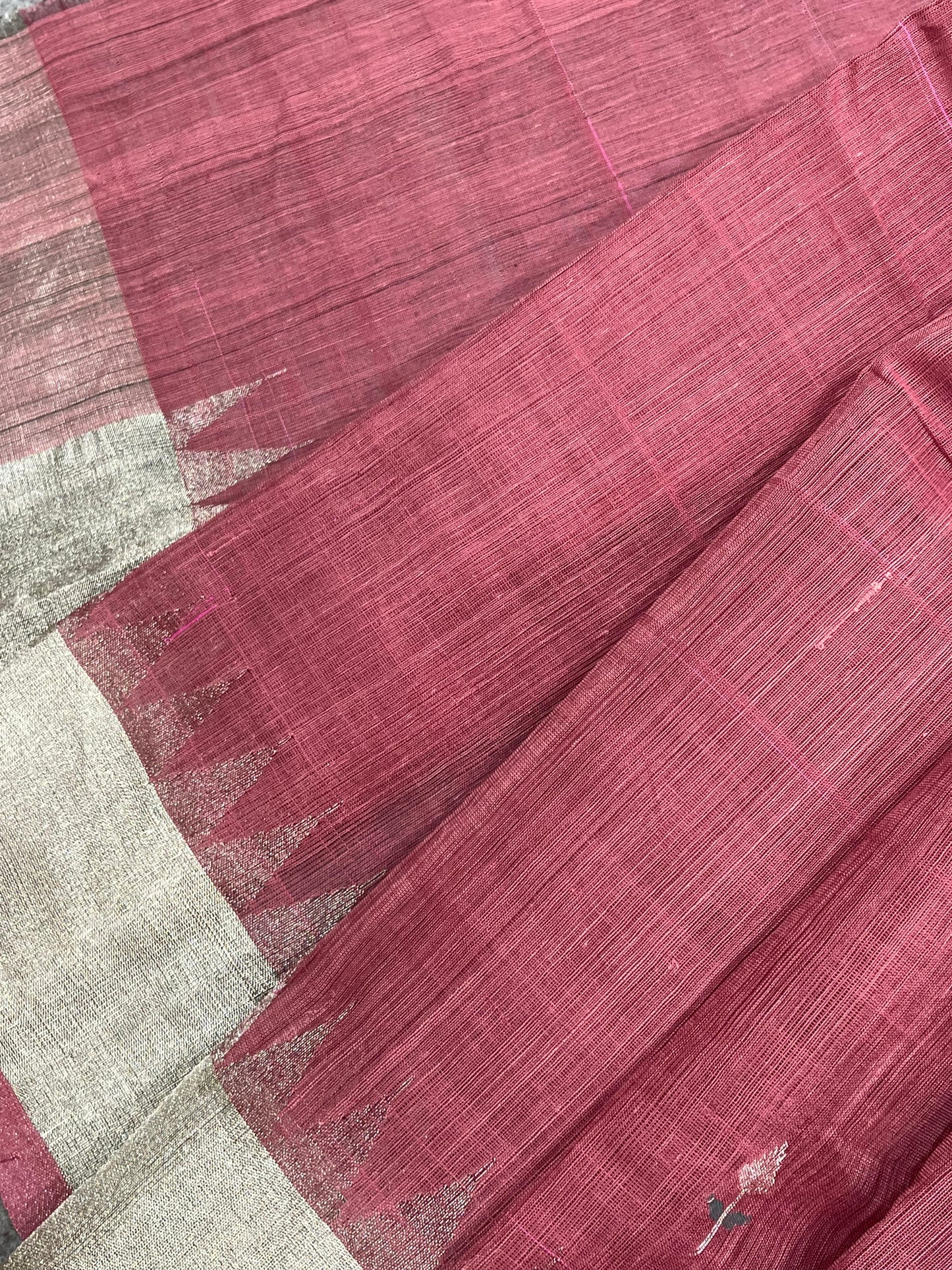 WINE MAROON PURE HANDLOOM PONDRU KHADI SAREE