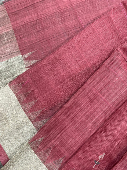 WINE MAROON PURE HANDLOOM PONDRU KHADI SAREE